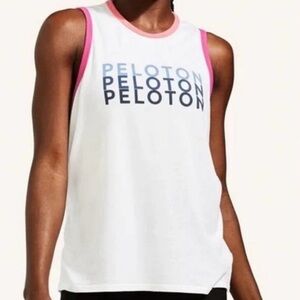 Peloton White and Pink Athletic Tank Top